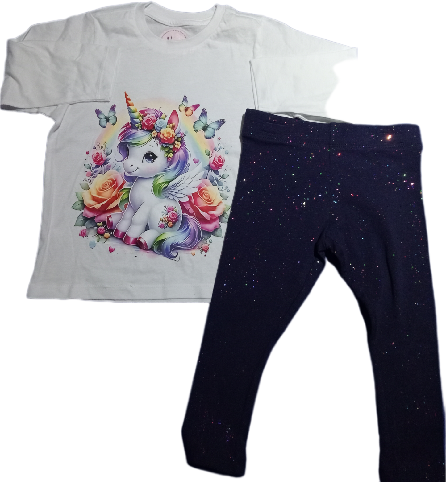 Baby Pony Unicorn Long Sleeve Shirt & Leggings Set – Flowers & Butterflies Graphic