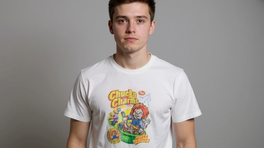 Chucky Charms Eating Cereal Front Decal T-Shirt – Size